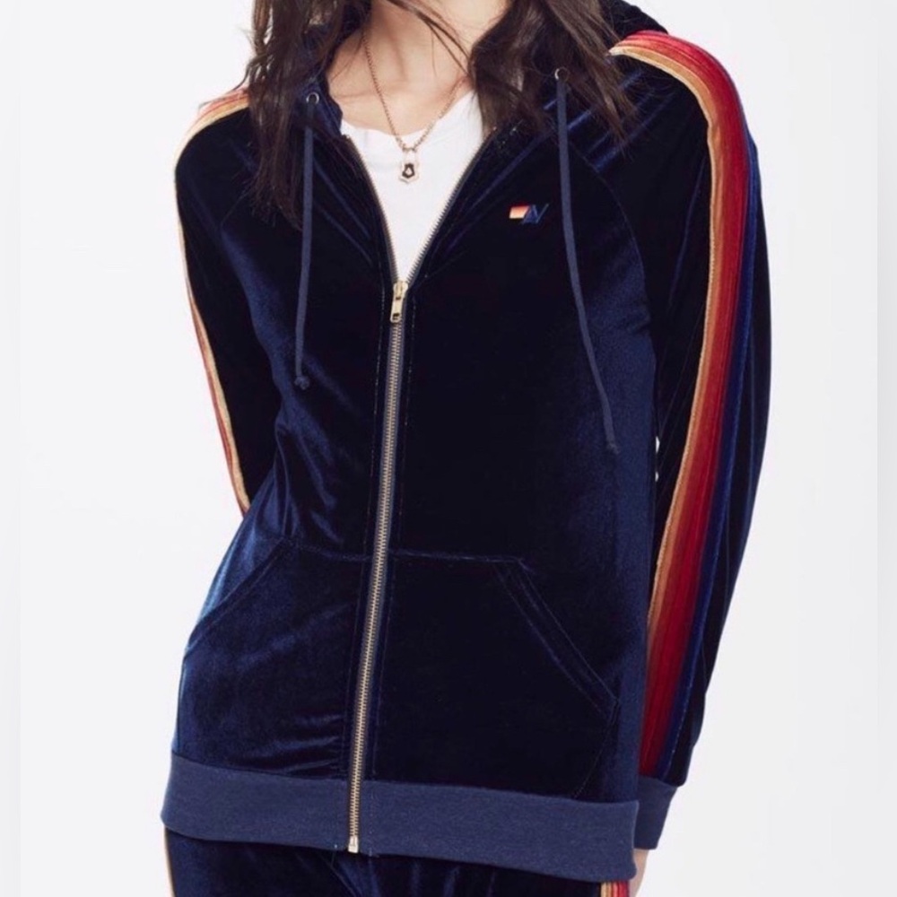 Aviator Nation Velvet Zip Hoodie